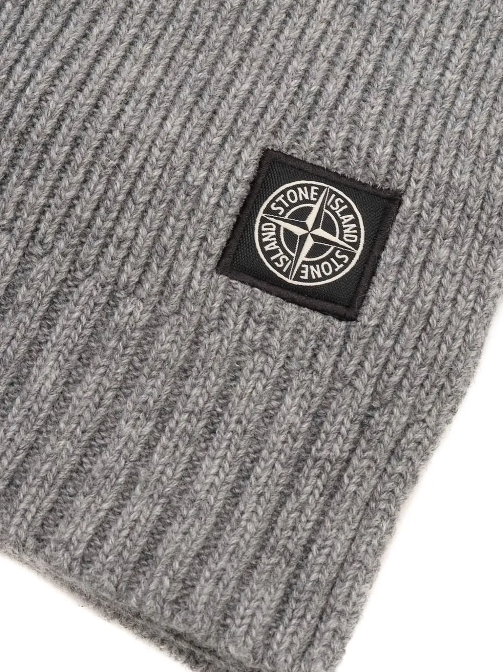 Stone Island Junior Geribbelde sjaal met logo Grijs