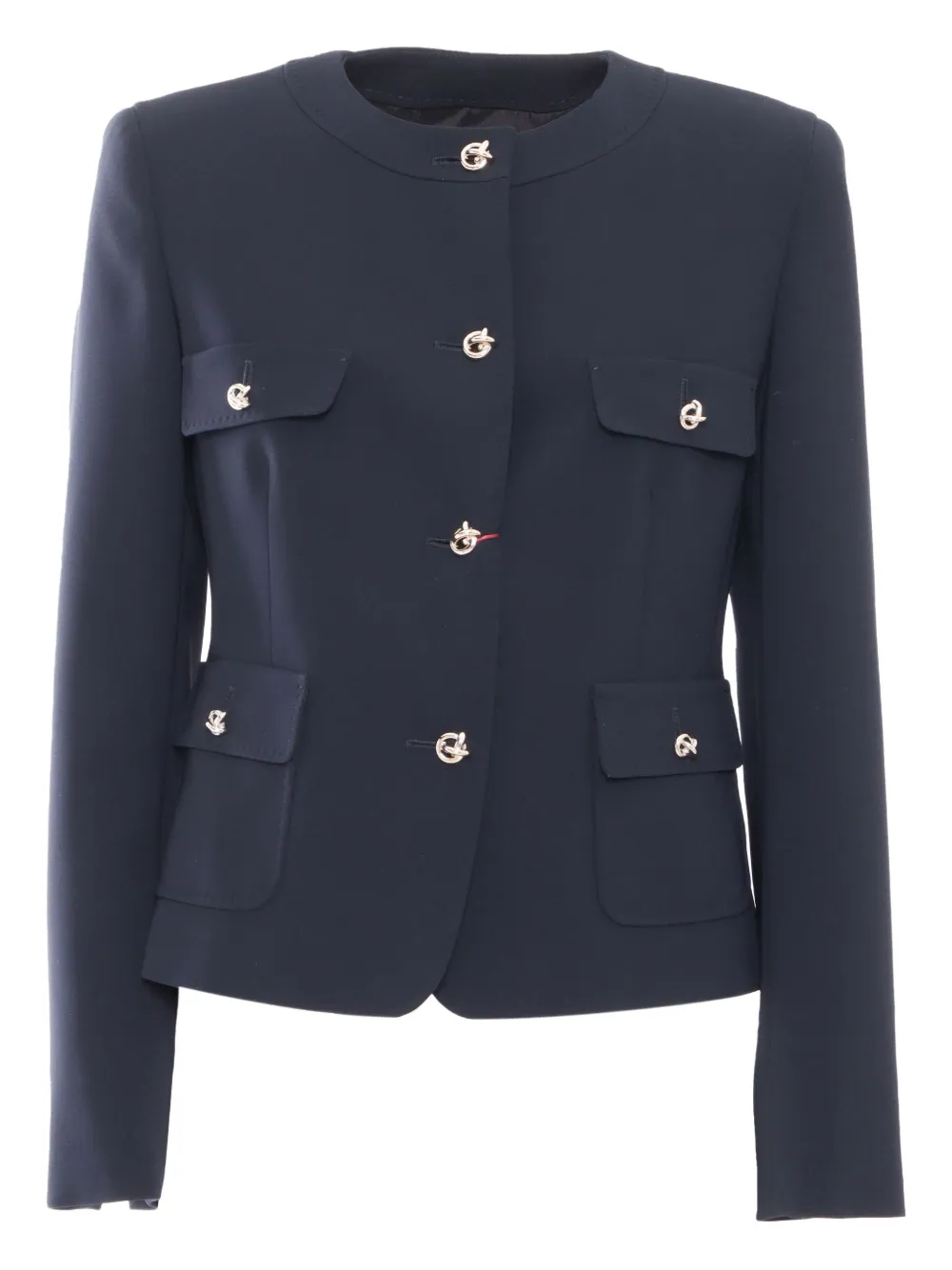 Max Mara Tailored Black Yana Jacket With Decorative Gold-tone Buttons In Blue