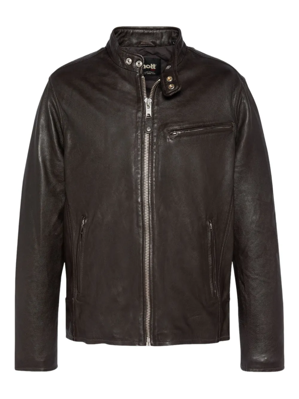 Schott zip-fastening leather jacket | Brown | Image 1