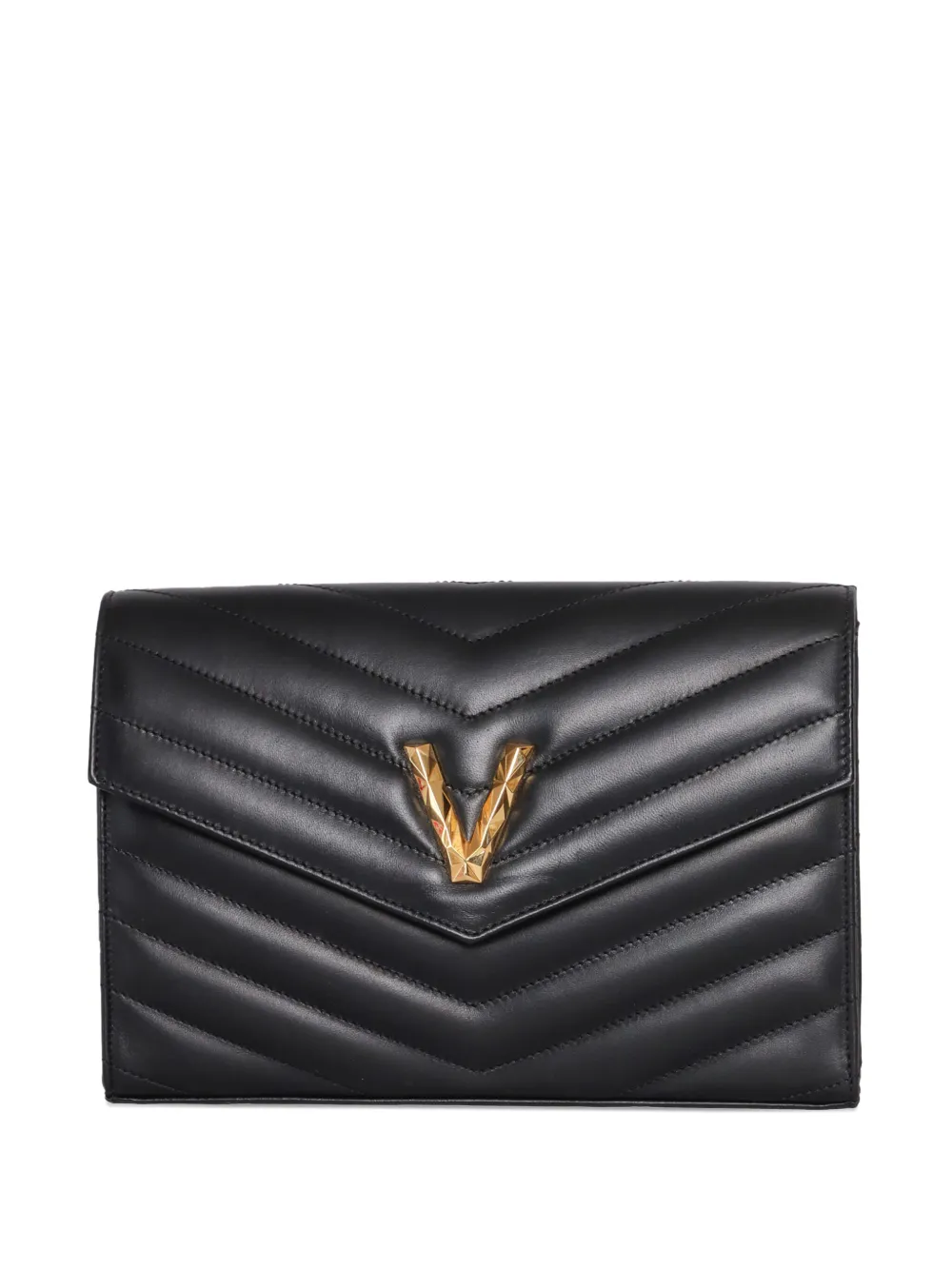 Via Roma 15 logo-plaque quilted shoulder bag | Black | Image 1