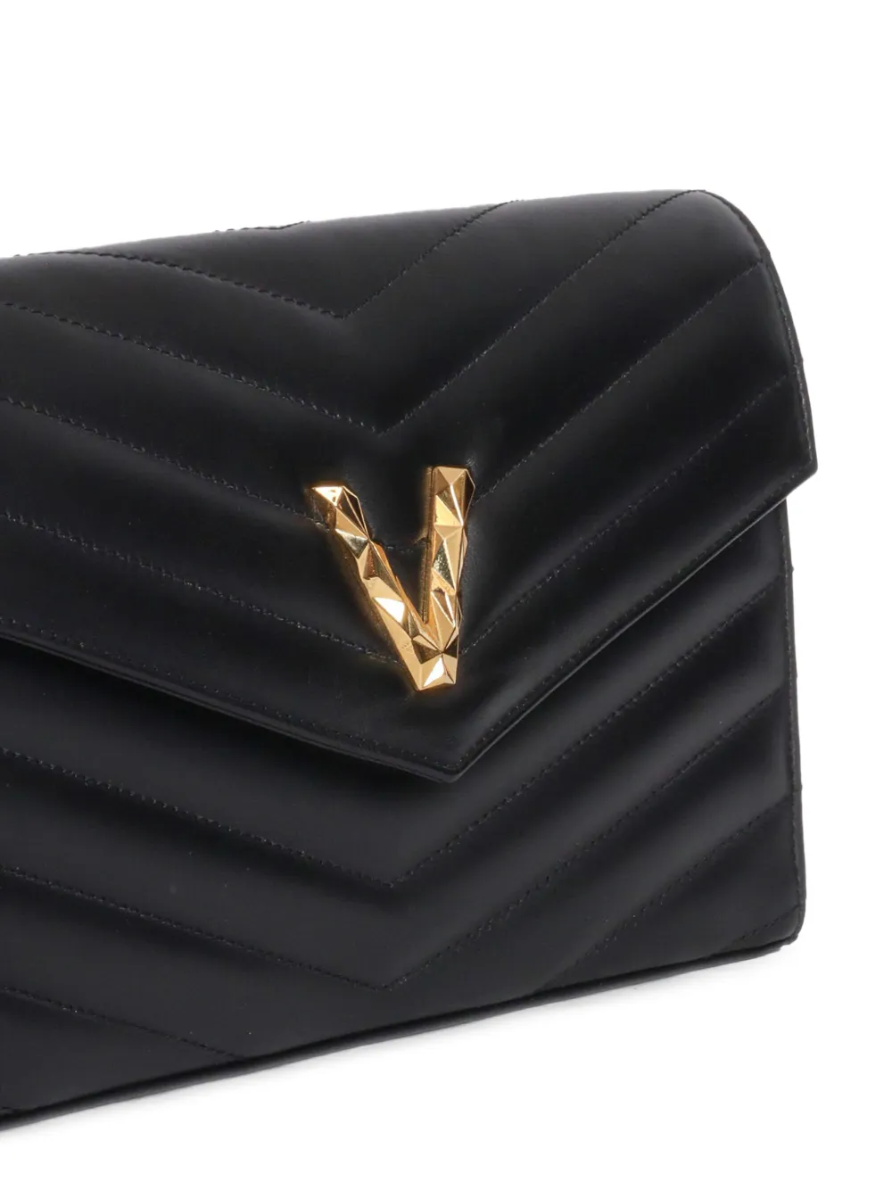 Via Roma 15 Logo-plaque Quilted Shoulder Bag In Black