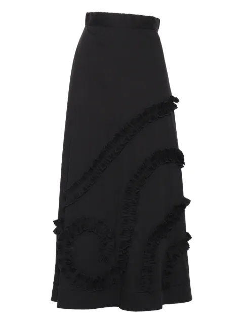 Clips pleated ruffled midi skirt