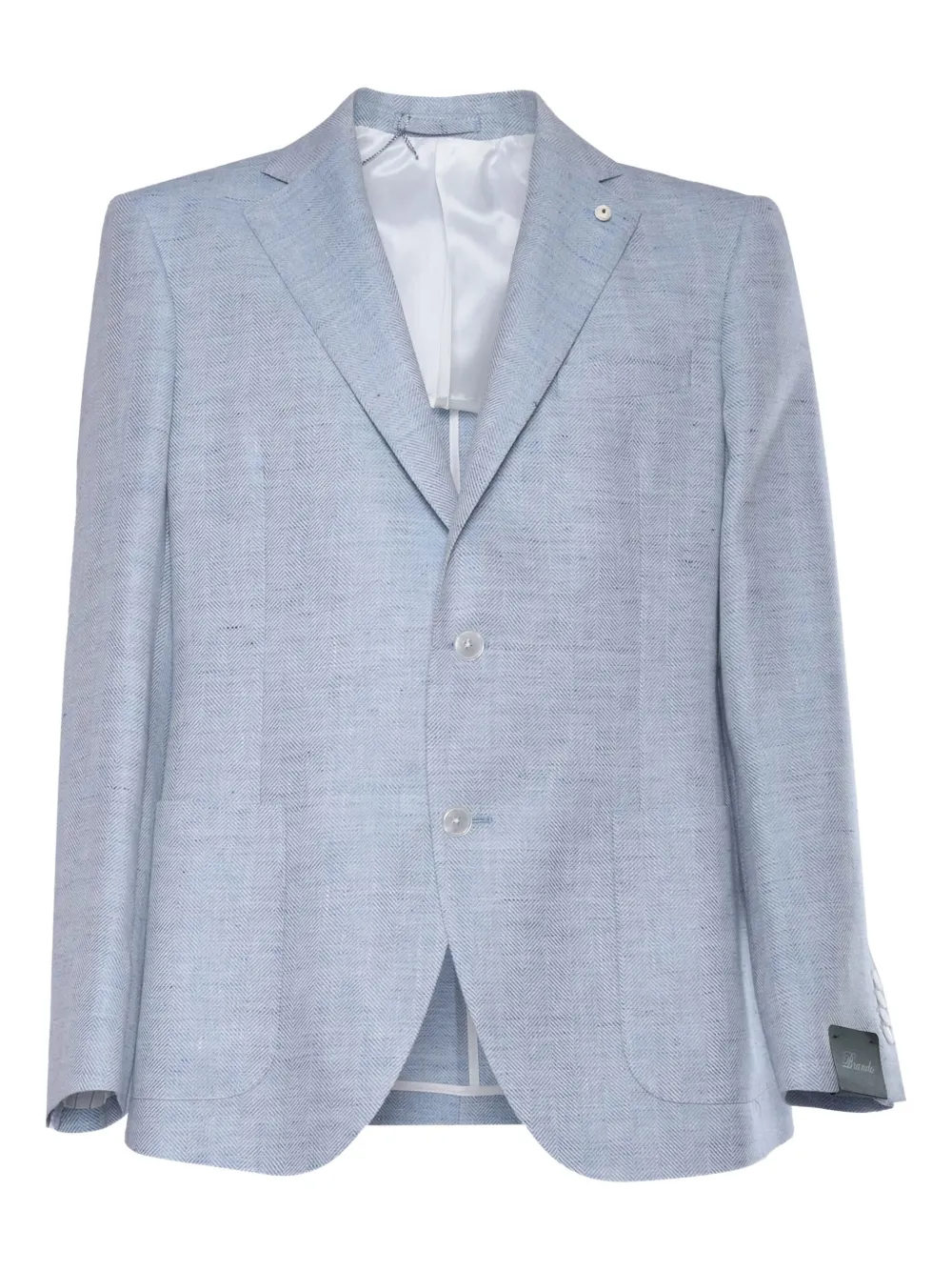 herringbone three-button blazer