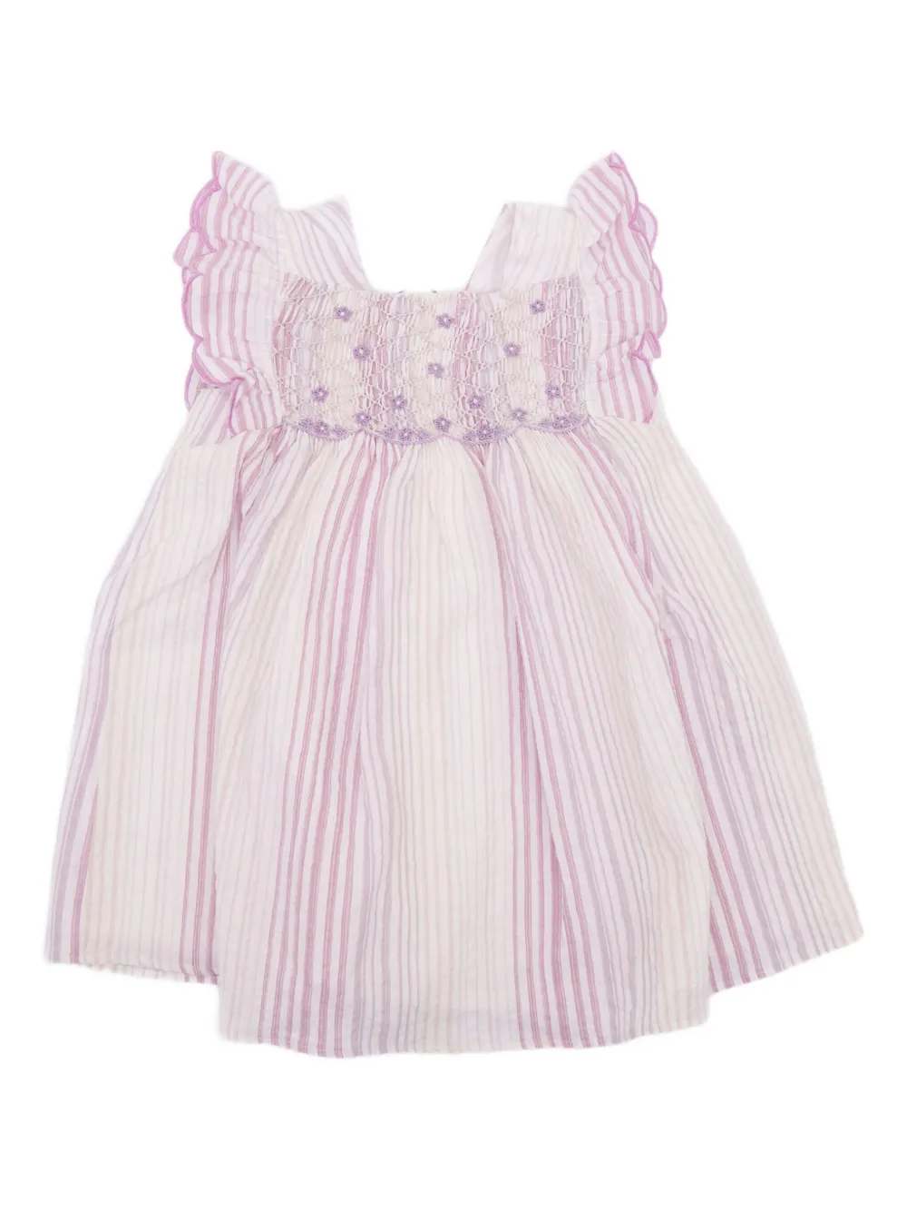 Tartine Et Chocolat striped ruffled dress Beige