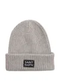 MC2 Saint Barth Kids Berry ribbed logo-patch beanie - Grey