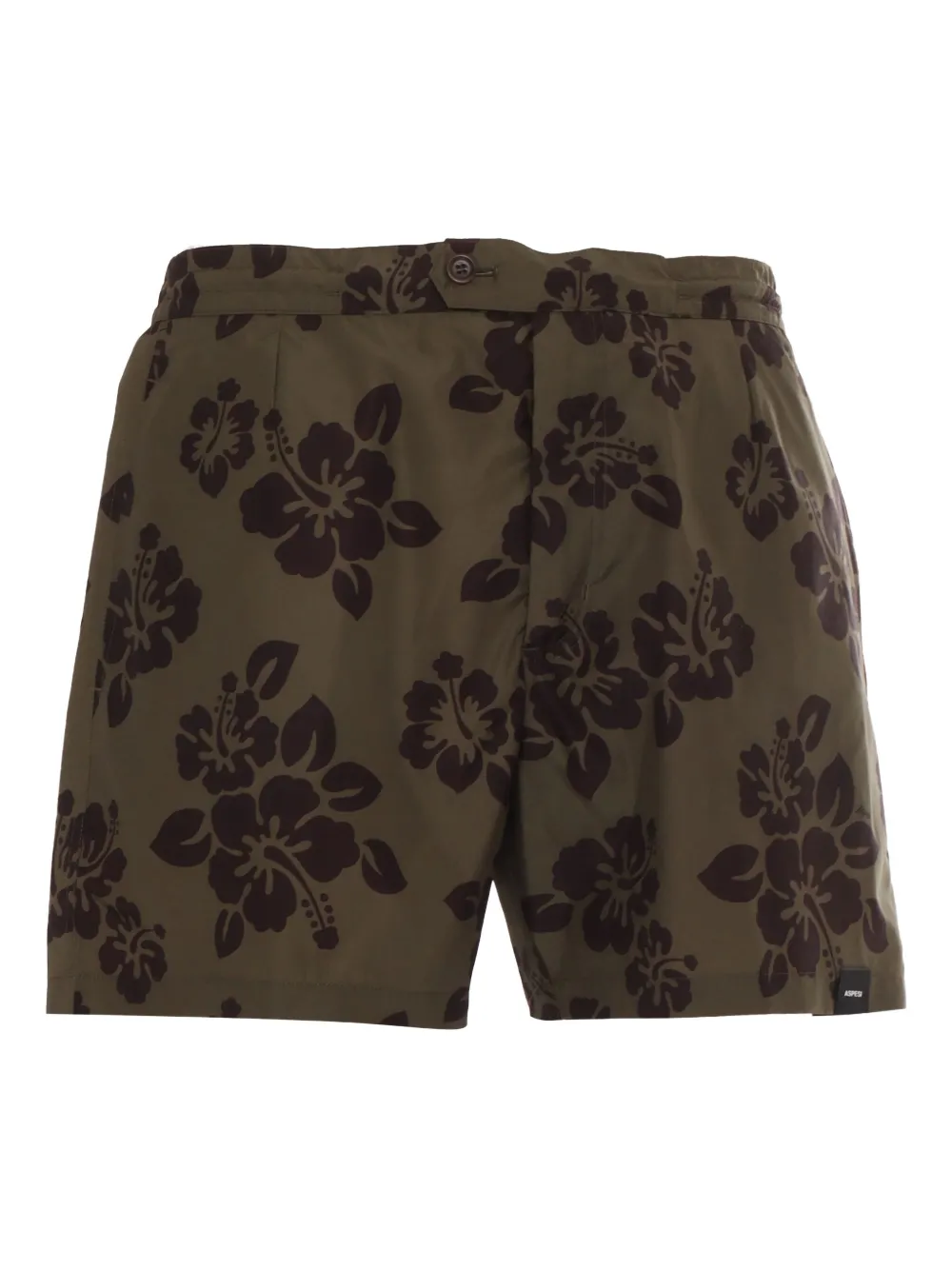 Aspesi Caprese Ii Hibiscus-print Swim Shorts In Brown