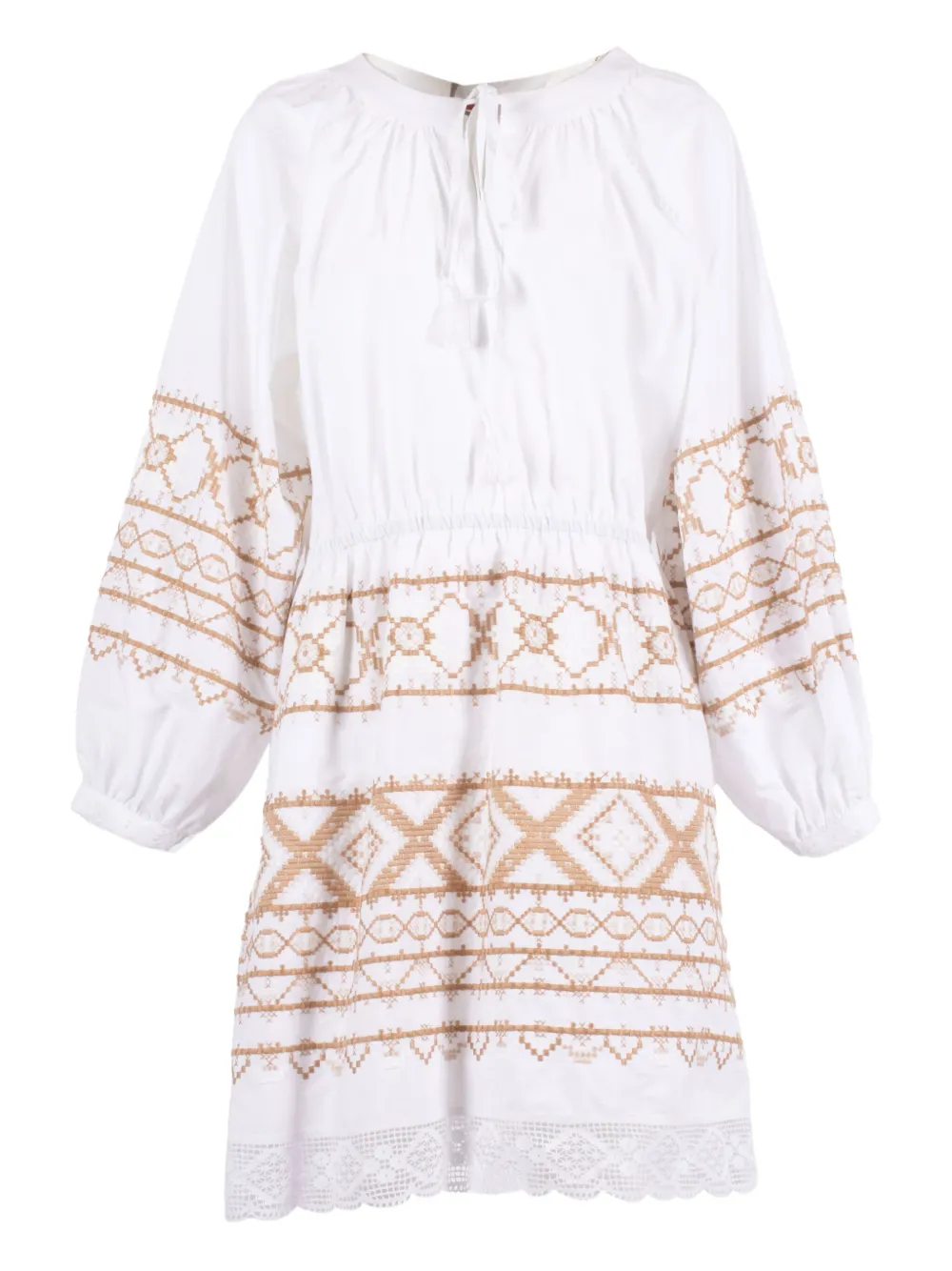 Ermanno Scervino embroidered lace-trimmed midi dress Wit
