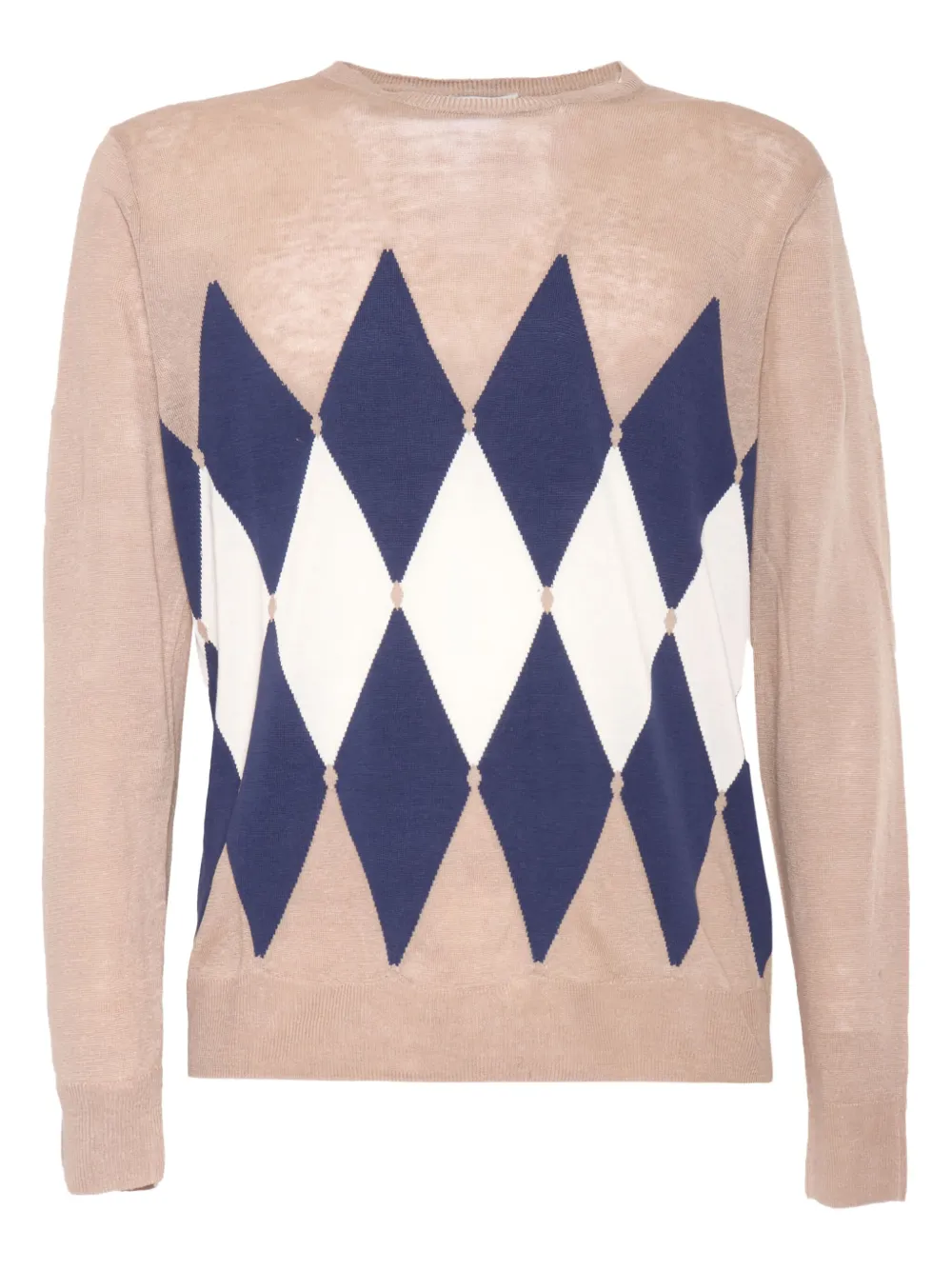 diamond-pattern crew-neck jumper