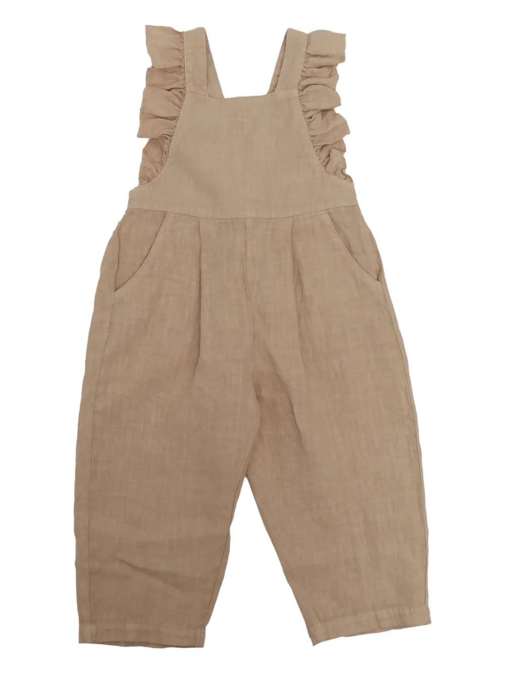 Il Gufo Linnen jumpsuit met ruches Beige