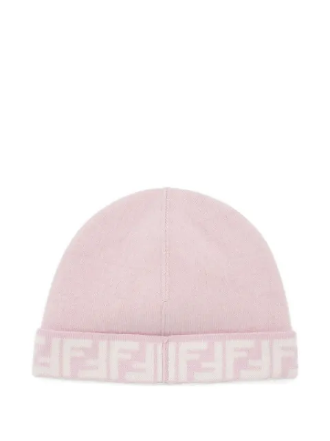 Fendi Kids logo-detail reversible beanie hat