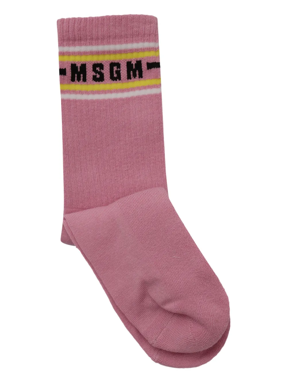 Msgm Kids' Logo-stripe Socks In Pink