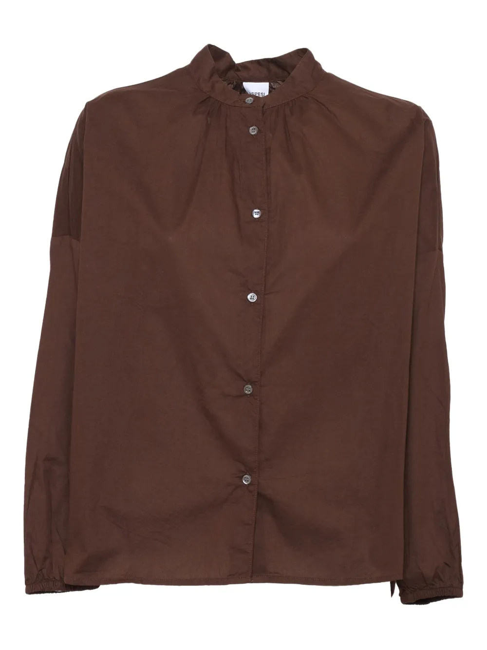 button-front gathered-back shirt