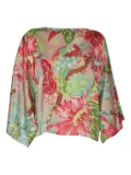 Clips floral-print batwing top - Red
