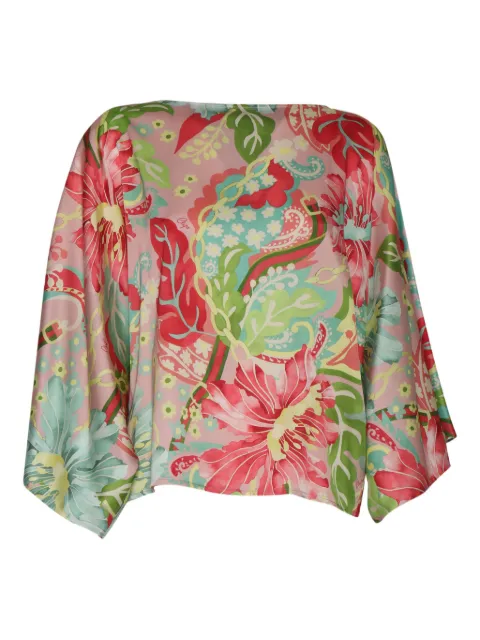 Clips floral-print batwing top