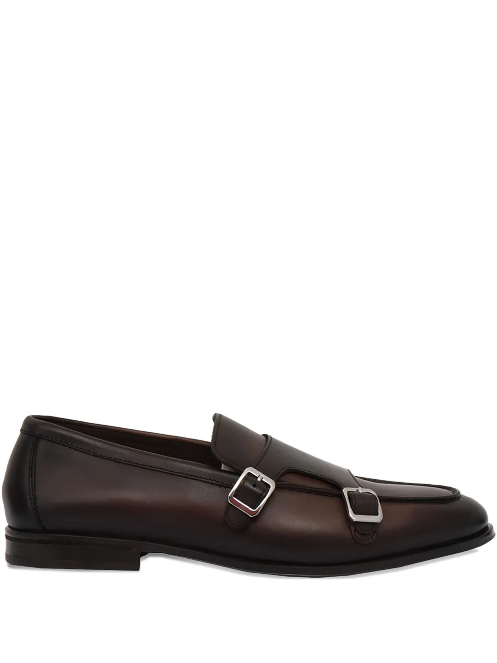 Doucal's double-buckle monk shoes Brown