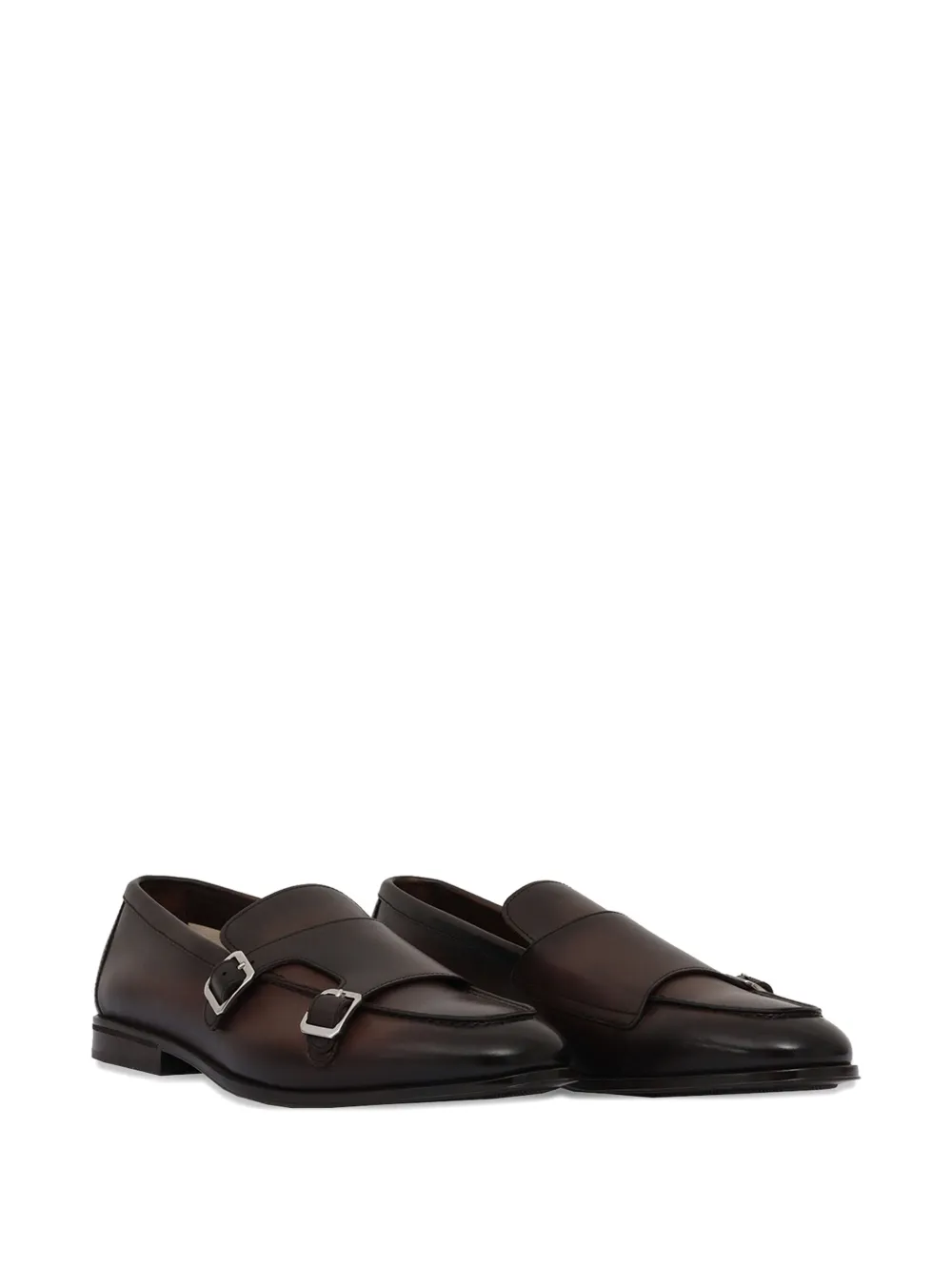 Doucal's double-buckle monk shoes Brown