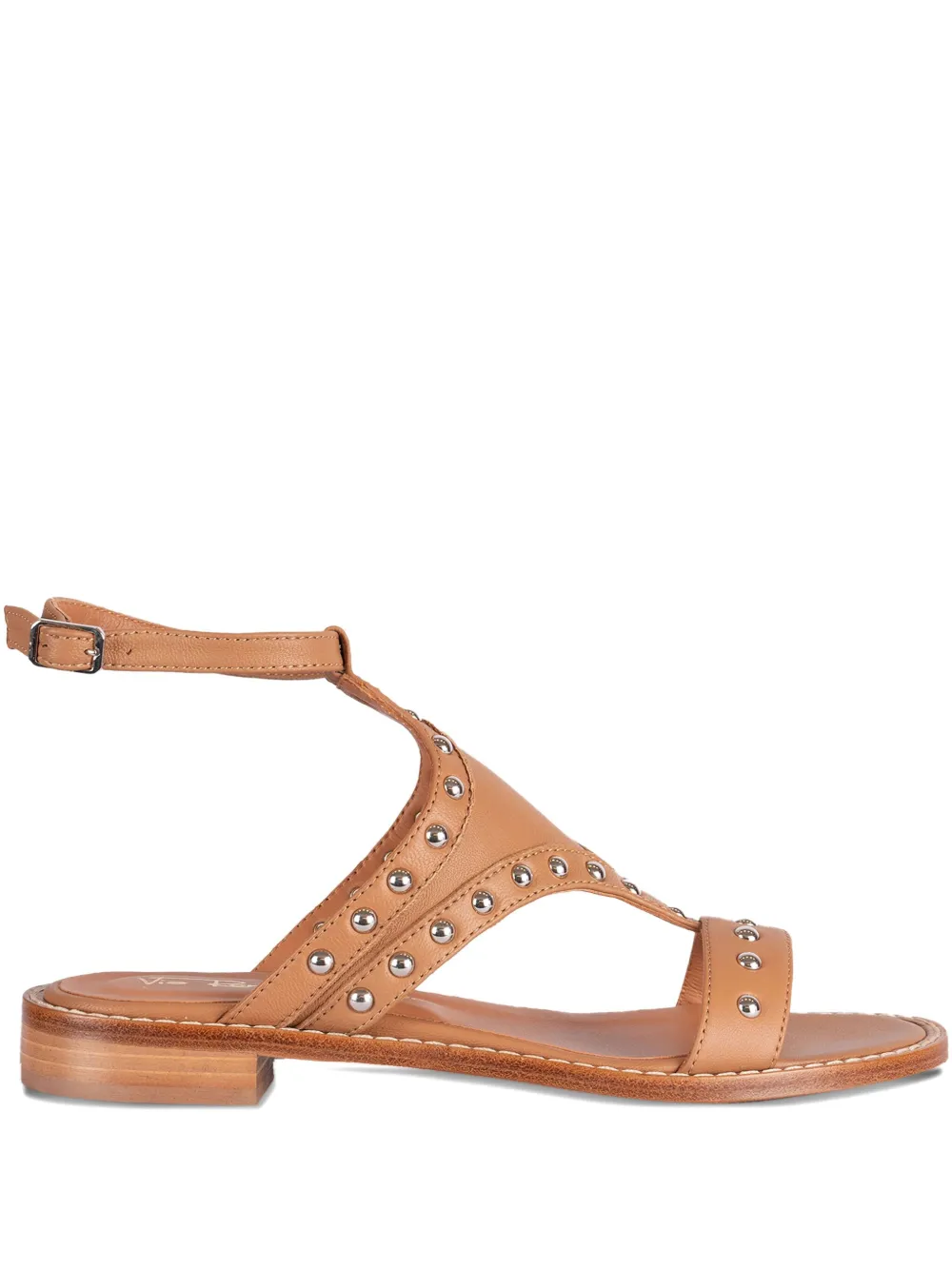 Via Roma 15 studded ankle-strap sandals Neutrals
