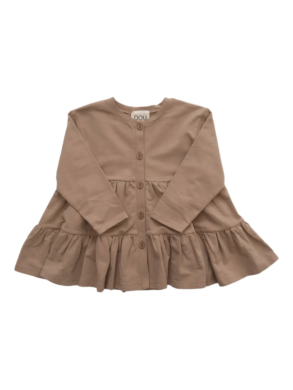 Douuod Ruffled Button Top In Brown