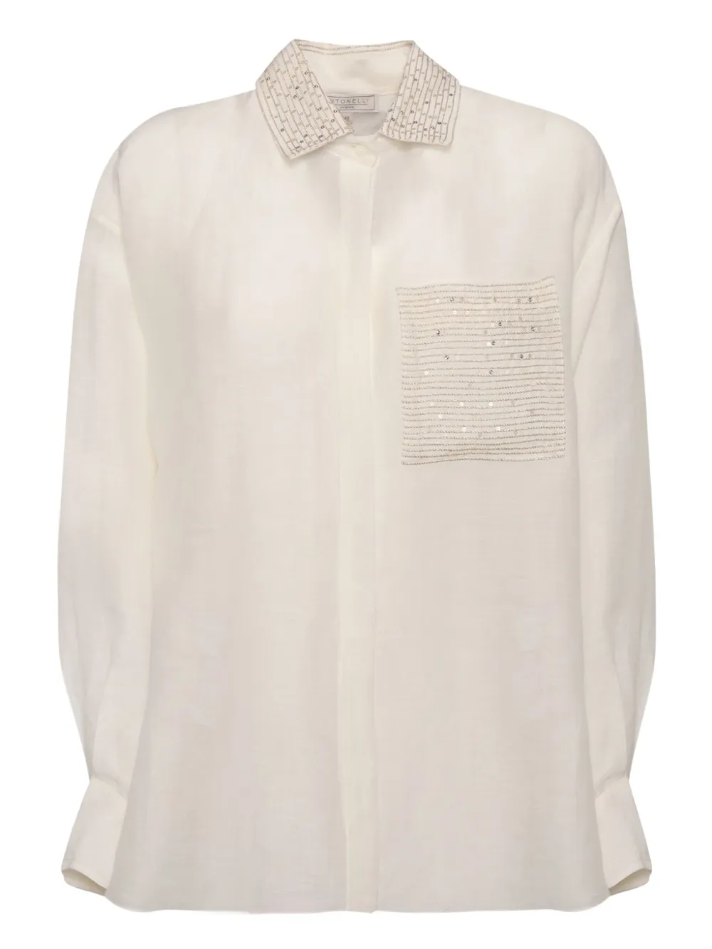 sequin-embellished pocket shirt