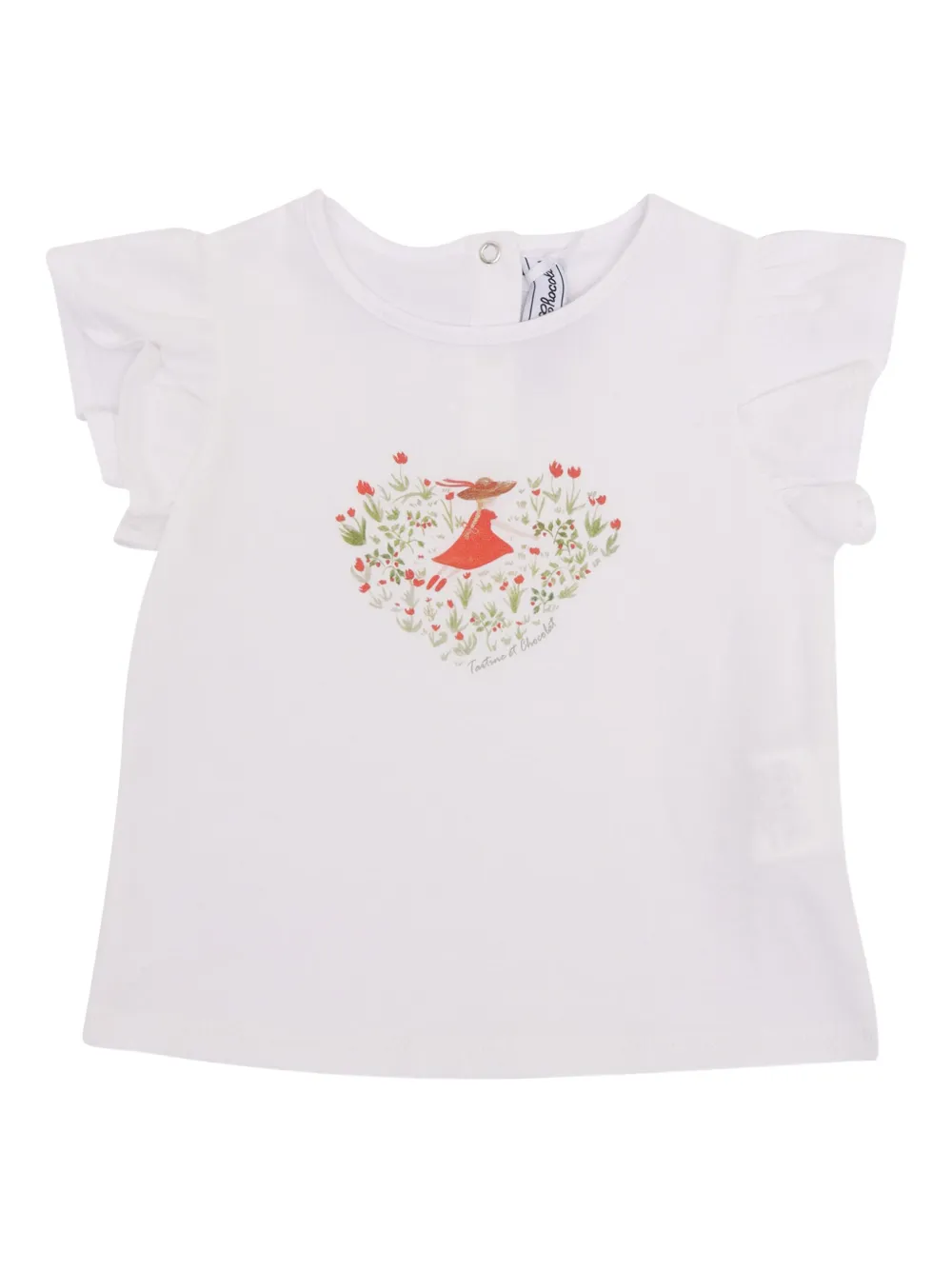 Tartine Et Chocolat T-shirt met bloe print en ruches Wit