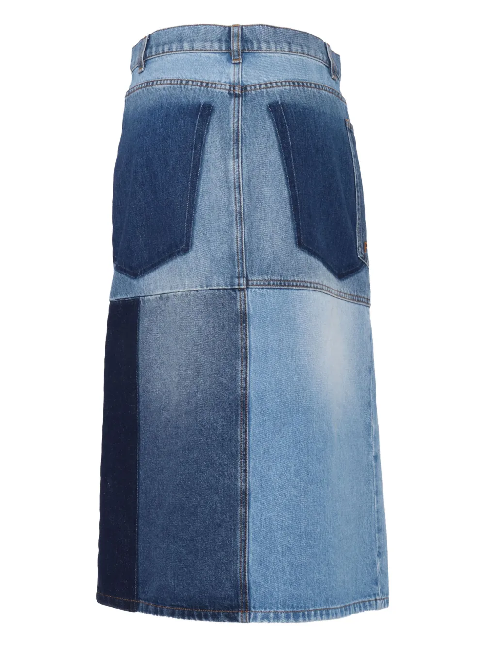 Philosophy Di Lorenzo Serafini Denim midi-rok met patchvlakken Blauw
