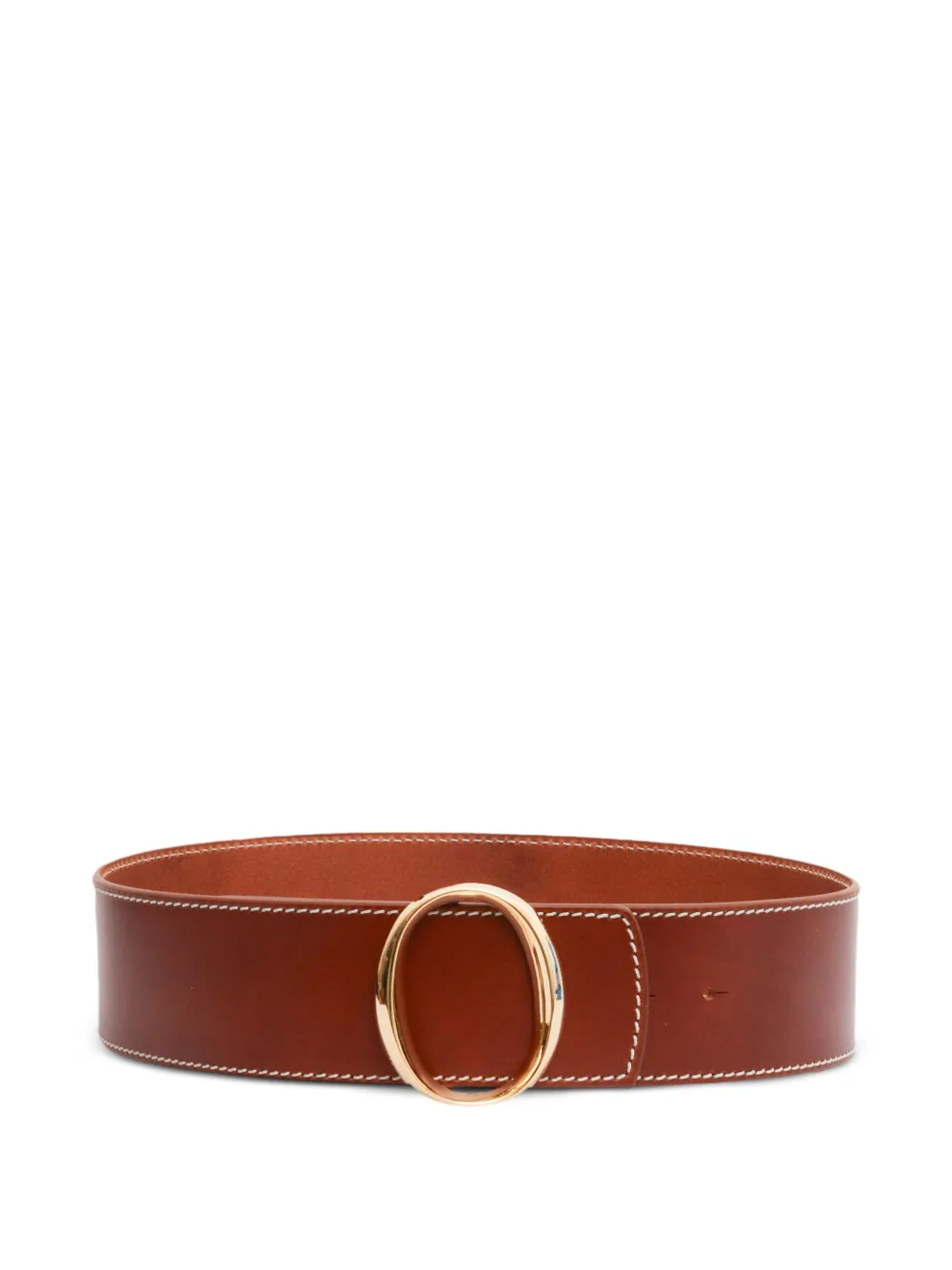 oval-buckle leather belt