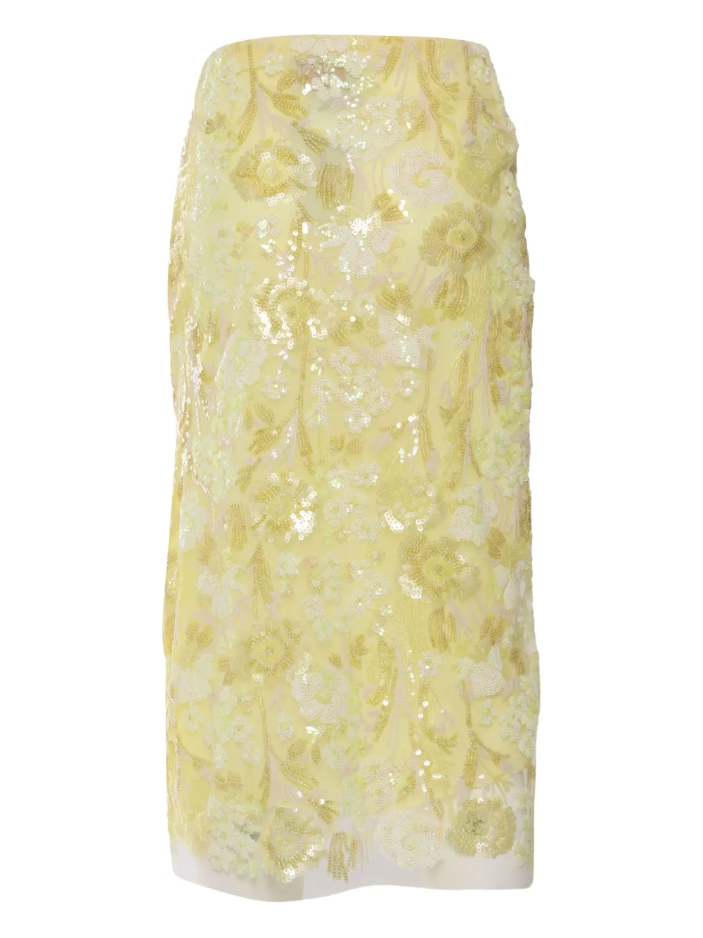 Ermanno Scervino Rok met pailletten en bloemenprint - Geel