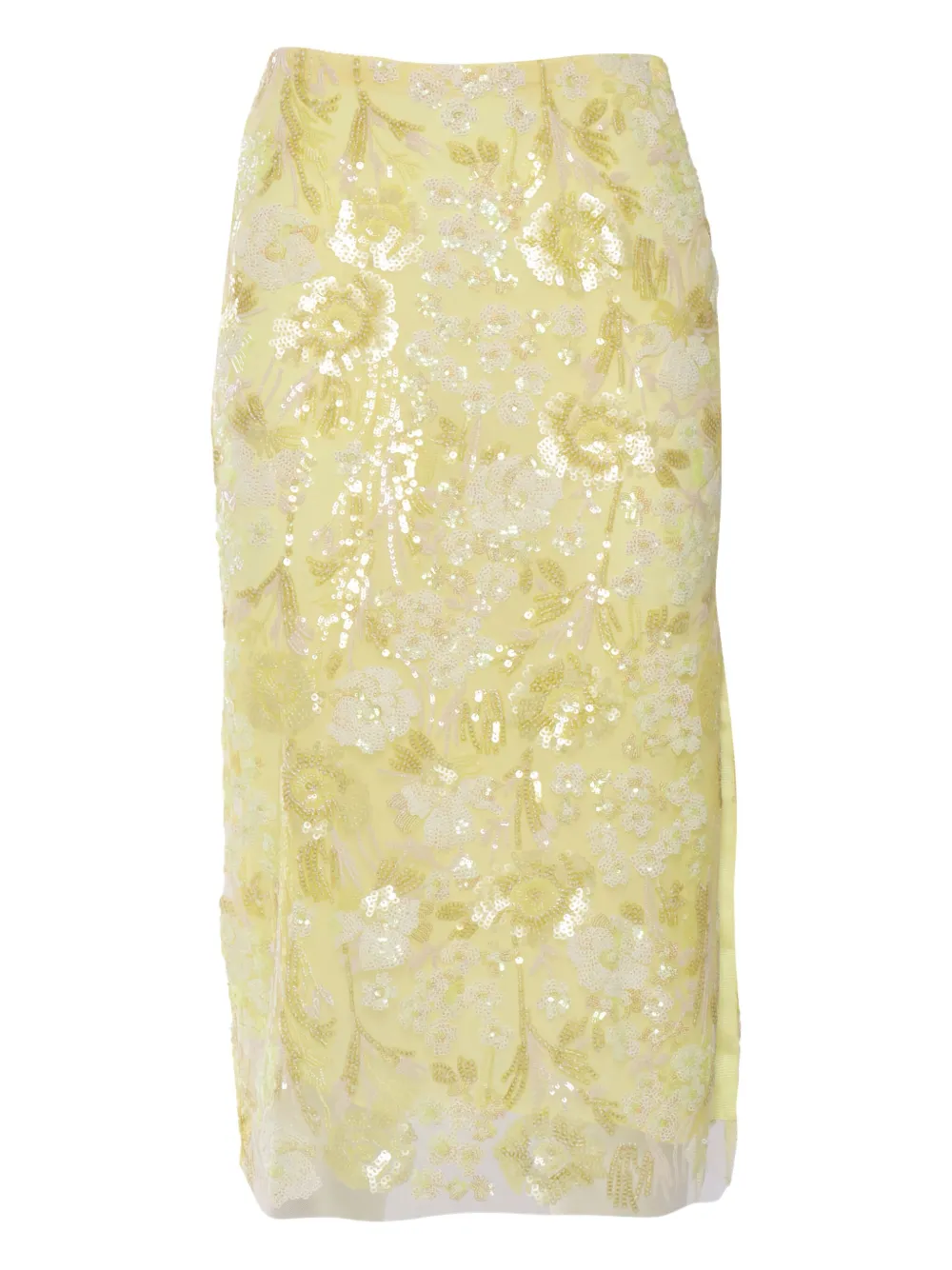 Ermanno Scervino Rok met pailletten en bloemenprint Geel