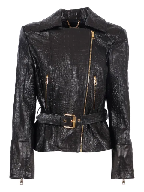 Elisabetta Franchi crocodile-effect belted jacket