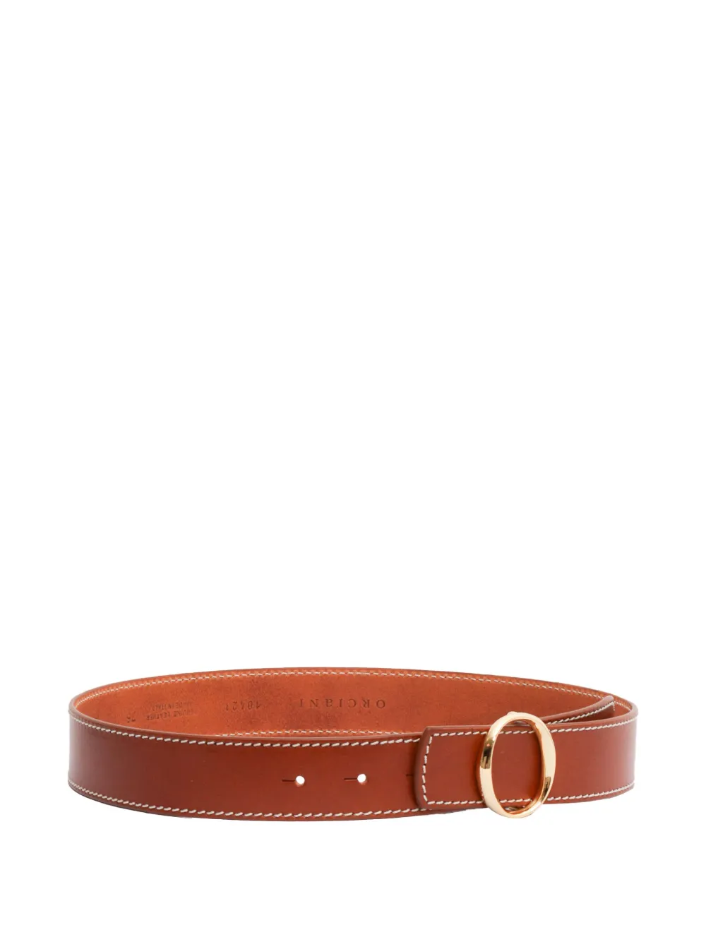 oval-buckle leather belt