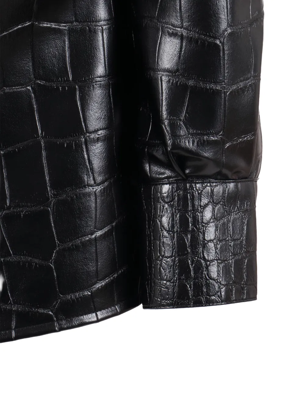 Elisabetta Franchi Crocodile-embossed Glossy Black Shirt In Black