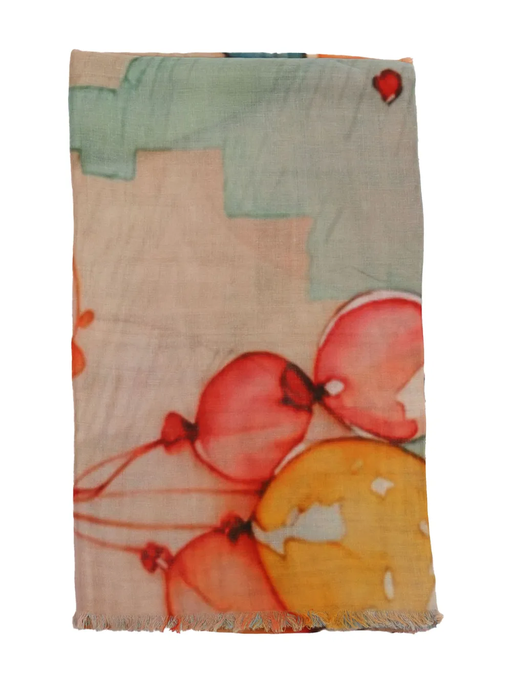 Perla balloon-print fringed scarf