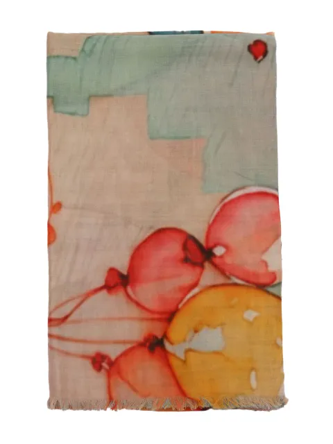D'aniello Perla balloon-print fringed scarf