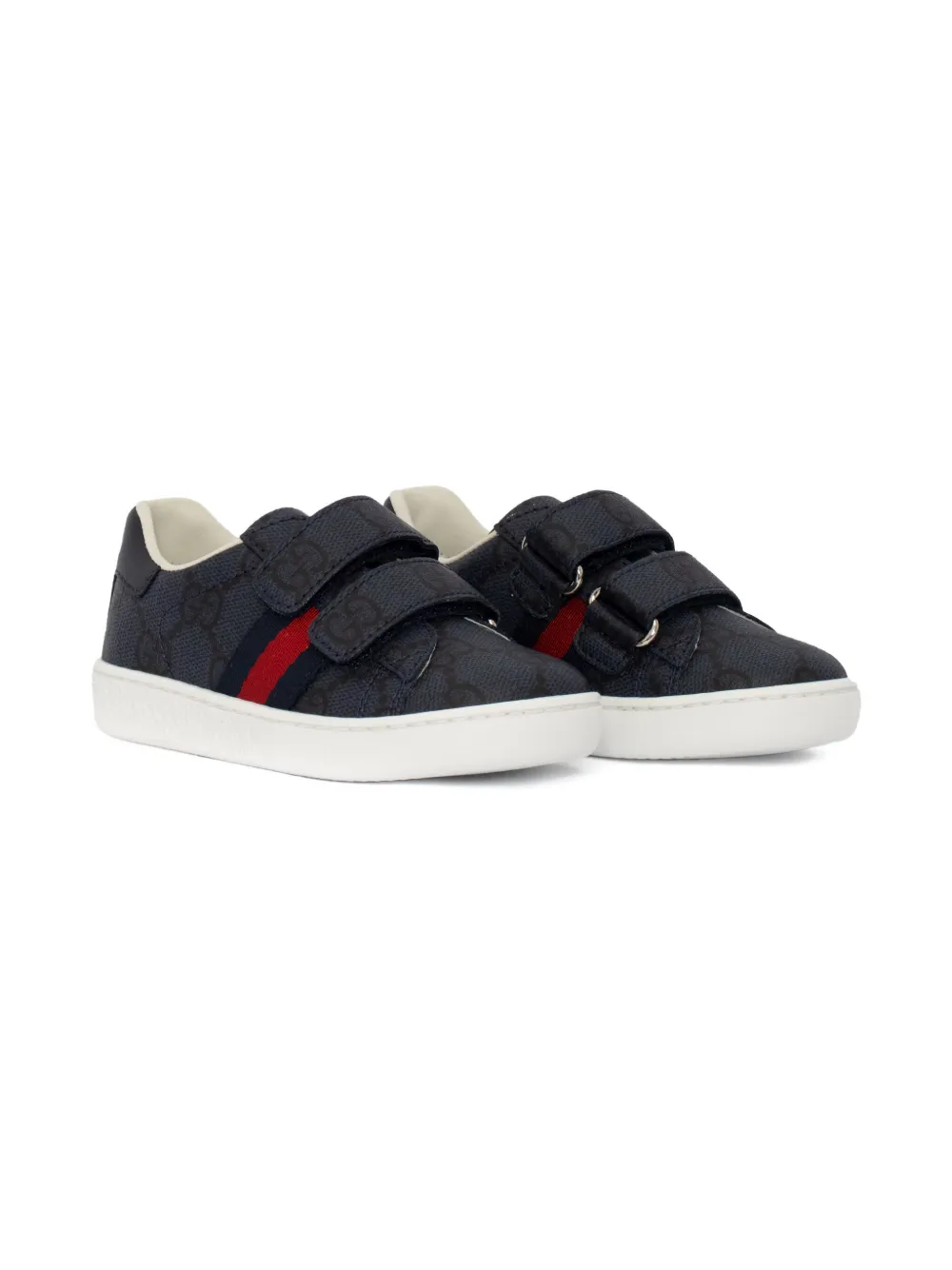 Gucci Kids monogram double strap sneakers - Zwart