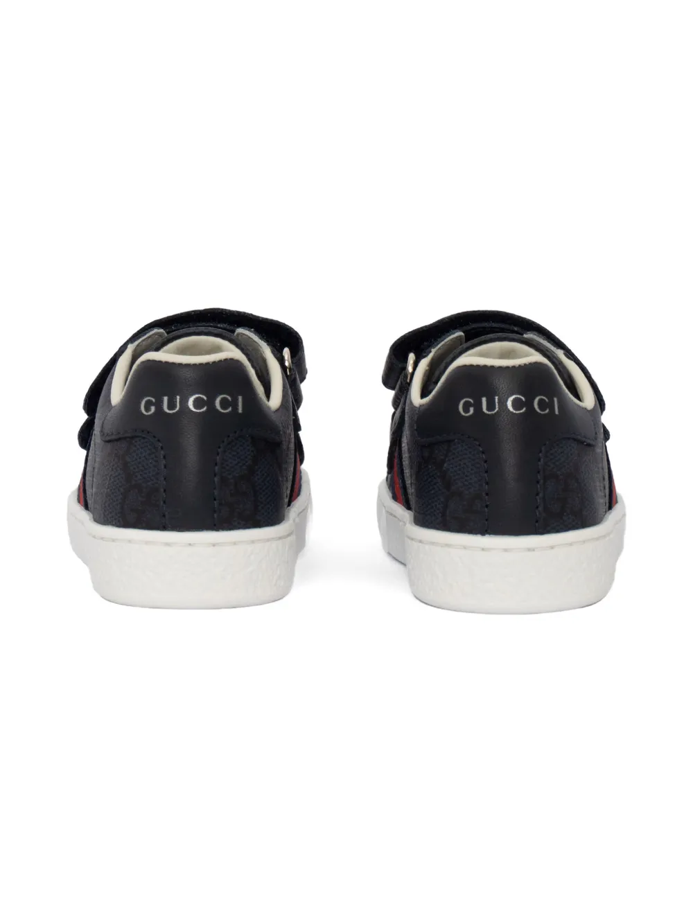 Gucci Monogram Double Strap Sneakers In Black