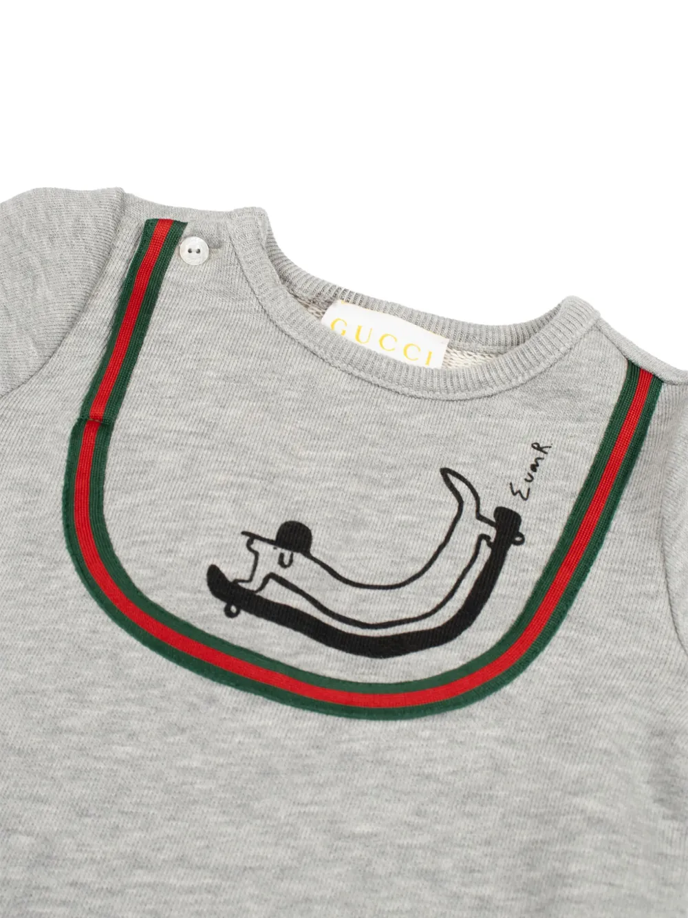 Gucci Kids felted-cotton dog-motif romper set Grijs