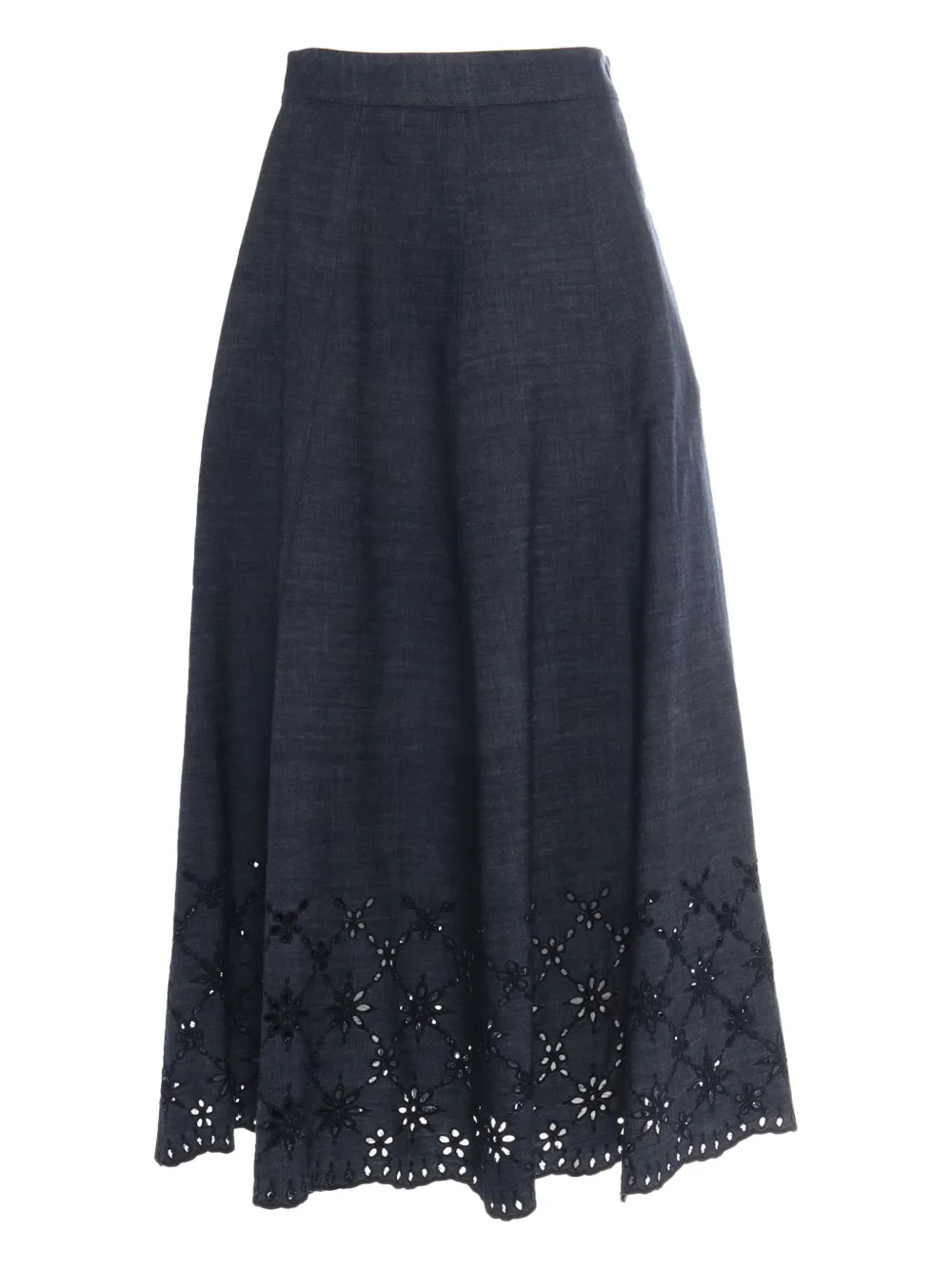 embroidered denim skirt