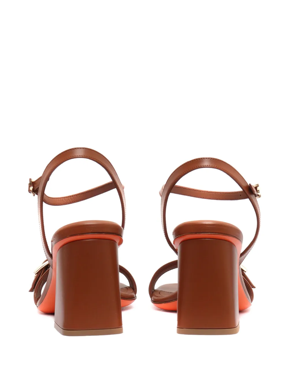 Santoni block-heel buckle-detail sandals Brown