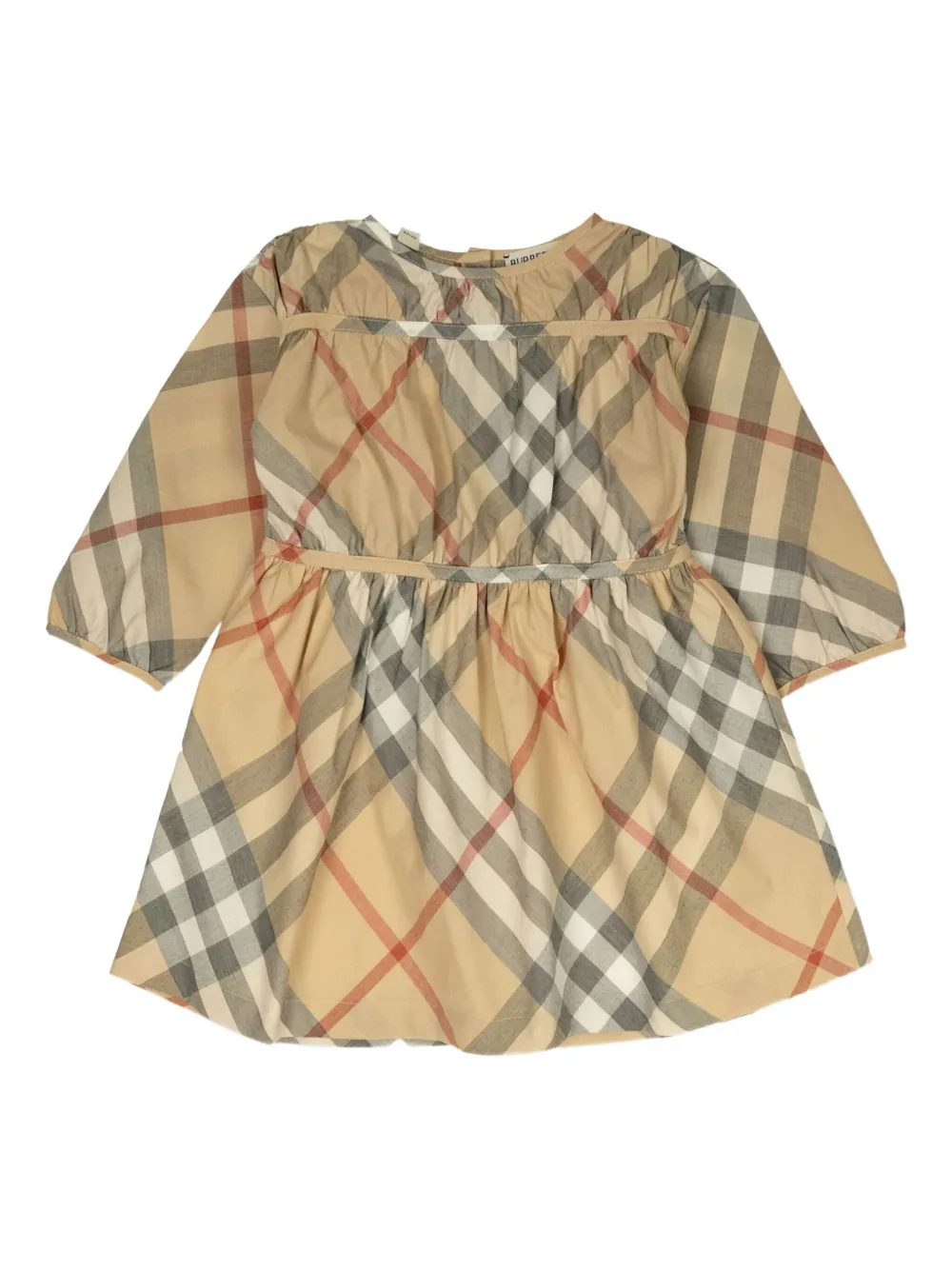 Burberry Kids Geruite gesmockte jurk Beige