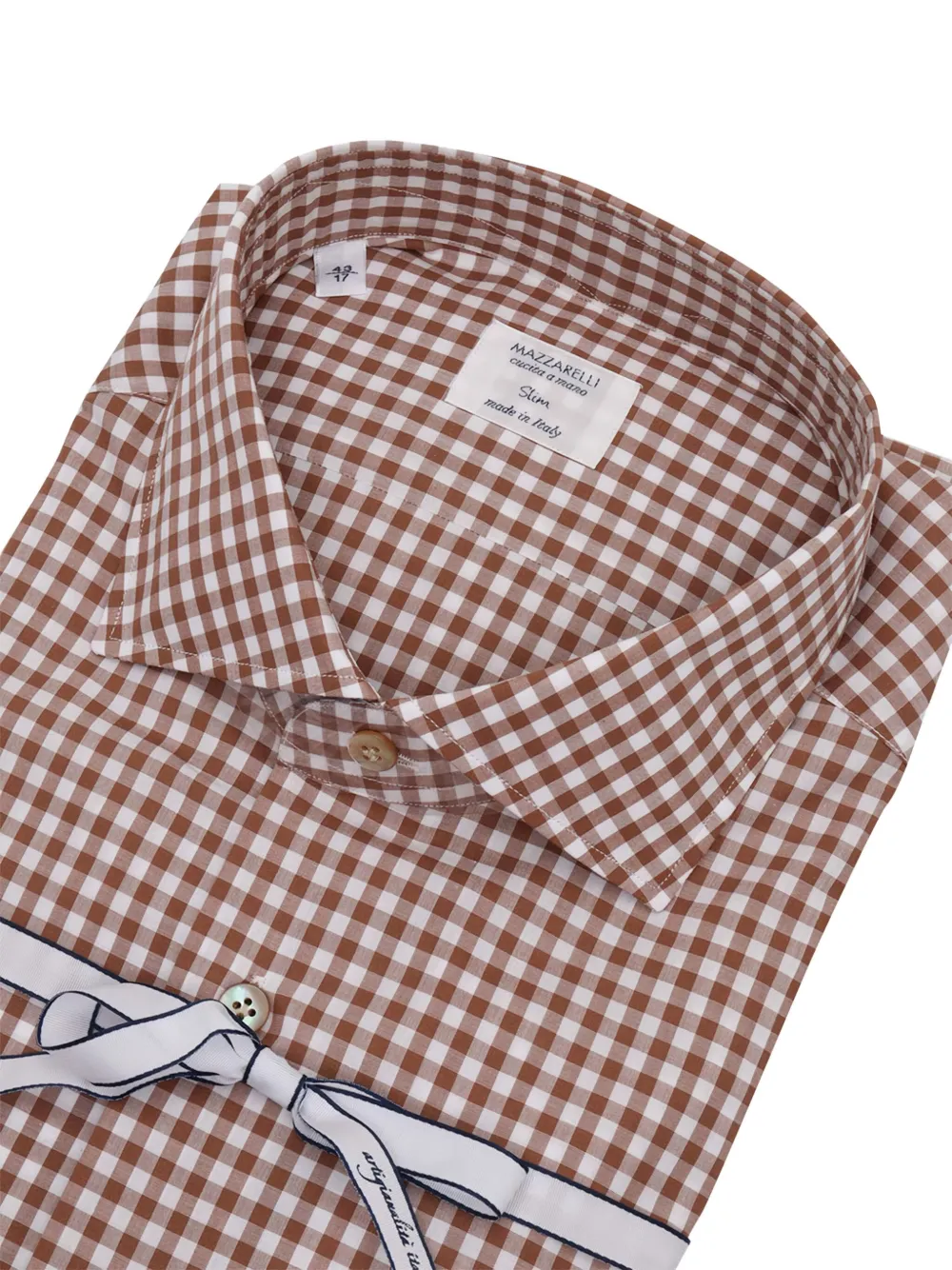 Mazzarelli Overhemd met gingham ruit - Bruin