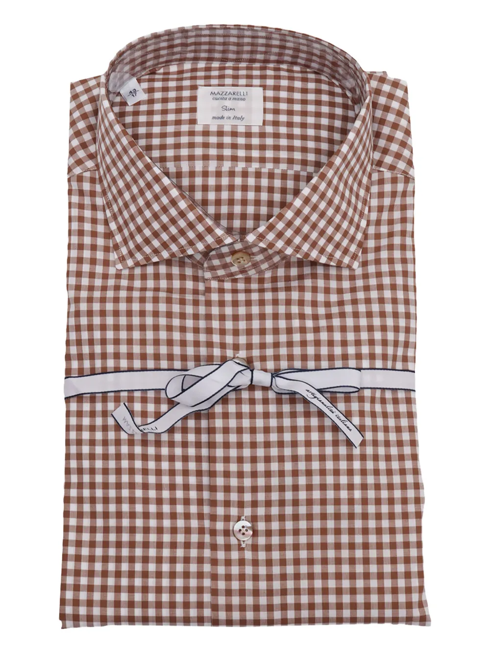Mazzarelli gingham check shirt - ブラウン Mazzarelli gingham check shirt - ブラウン