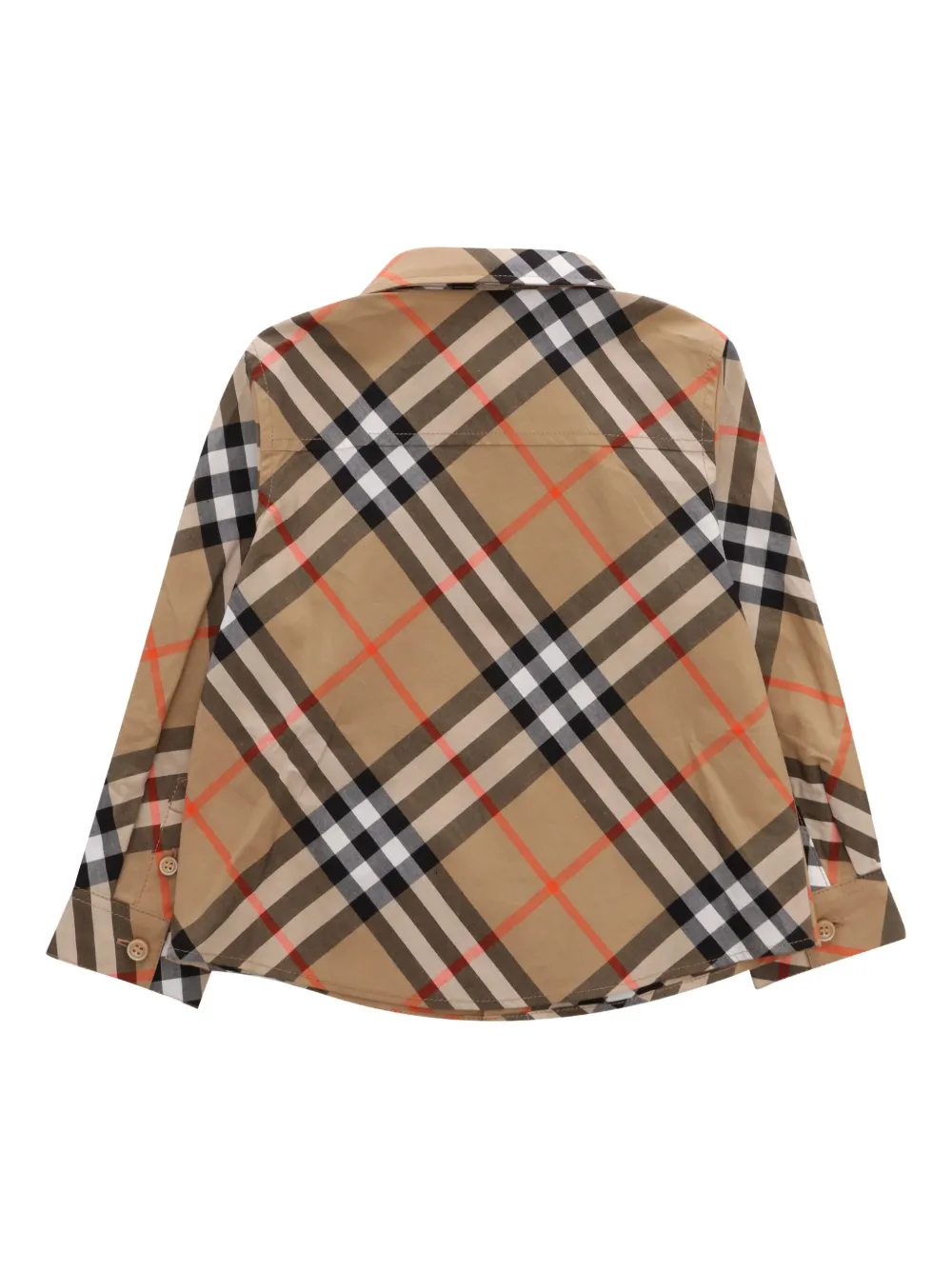Burberry Kids Owen geruit katoenen shirt Beige