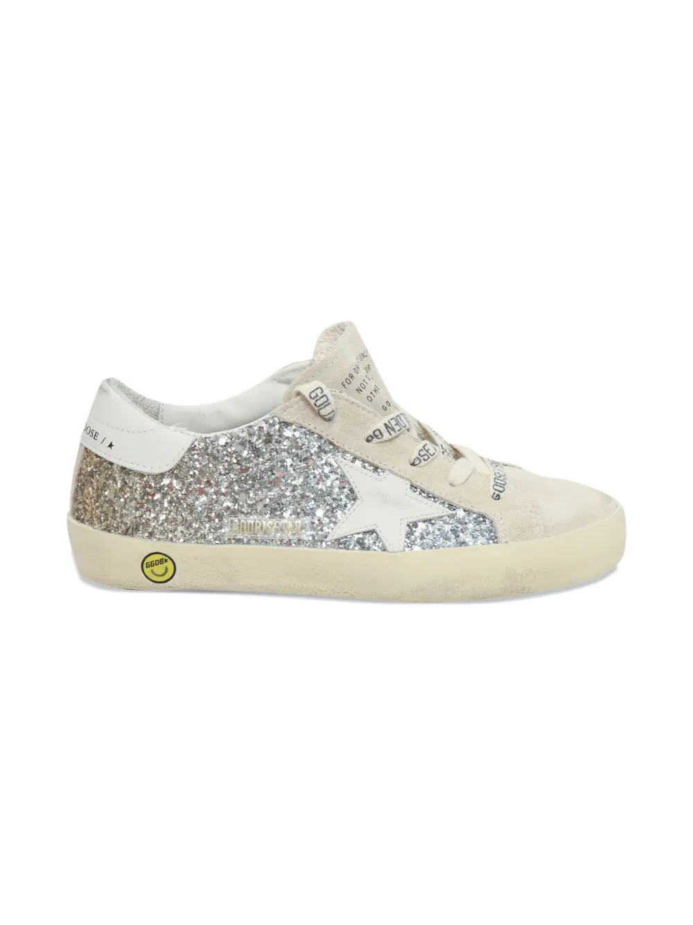 Golden Goose Kids Super-Star glitter suede sneakers Silver