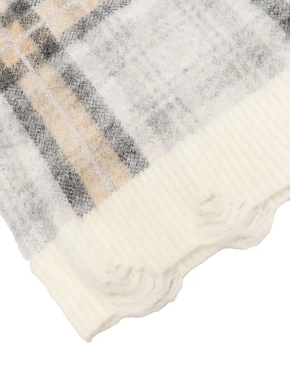 Monnalisa Trui met gerafelde afwerking en tartan-ruit Beige
