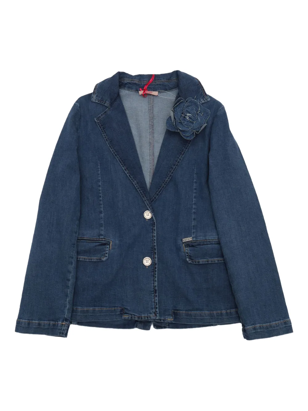 Liu Jo Kids Blazer van spijkerstof verfraaid met rozen Blauw