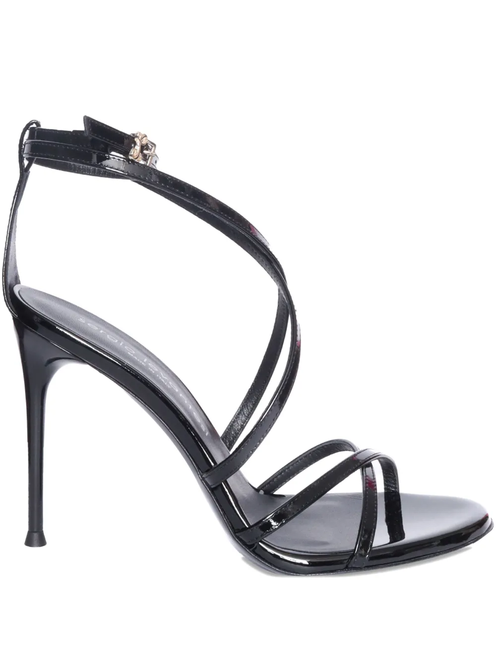 Sergio Levantesi 110mm Rebel 5 patent leather cross-strap sandals Black