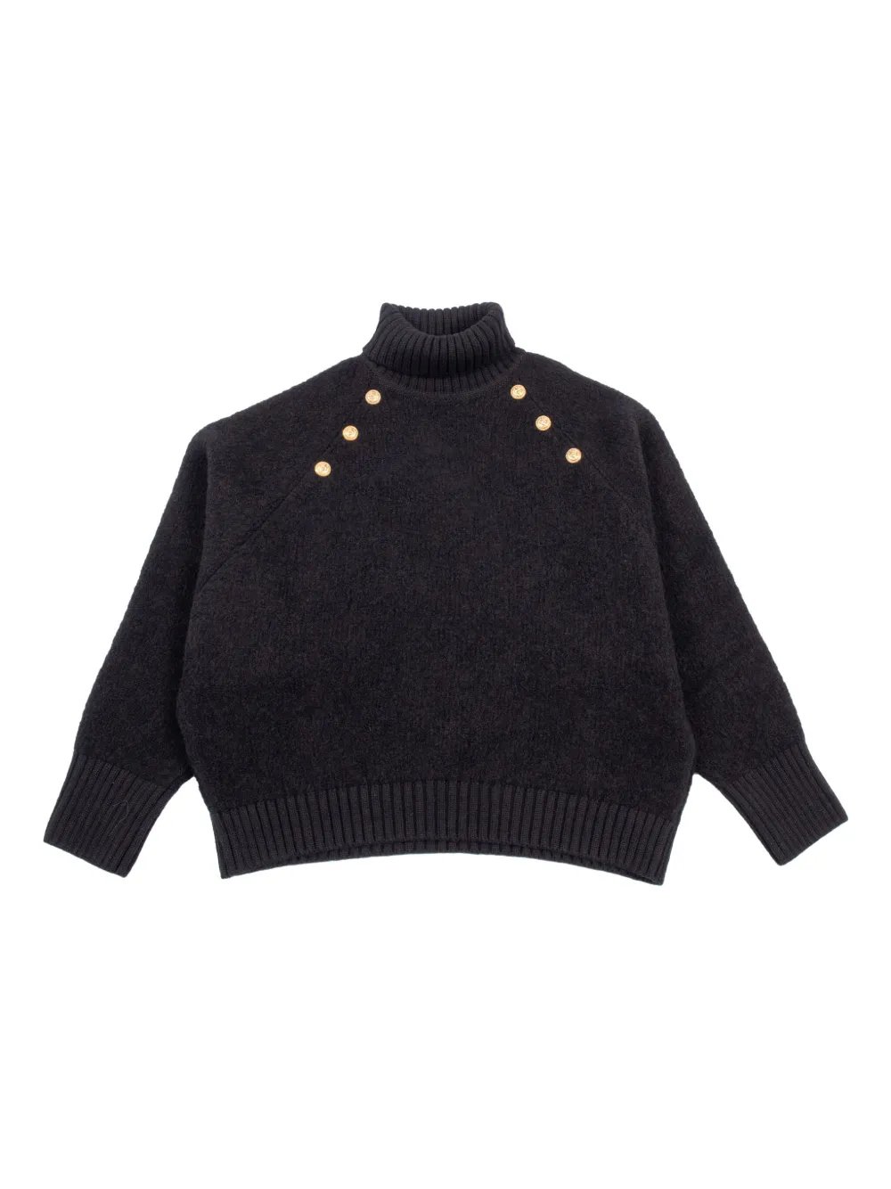 Balmain Kids turtleneck button-embellished top Zwart