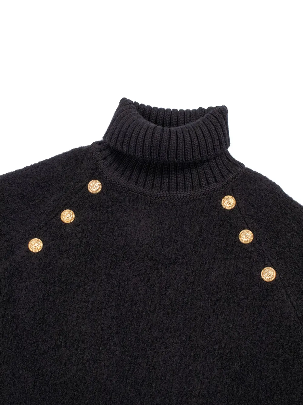 Balmain Kids turtleneck button-embellished top Zwart