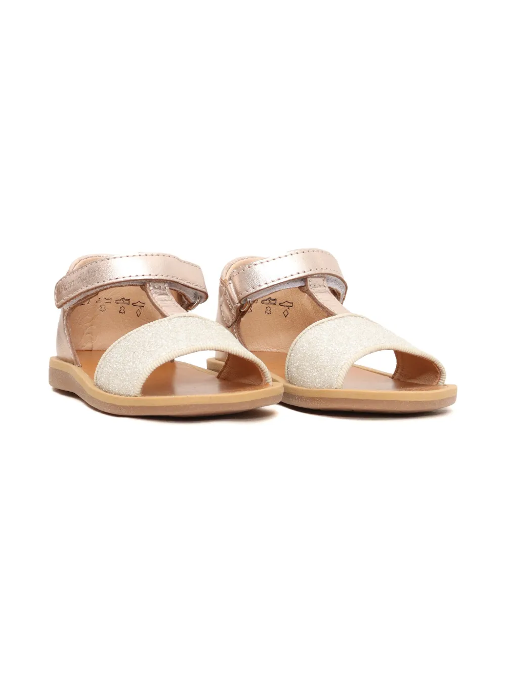 Pom D'api Kids' Glitter-embellishment Sandals In Neutral