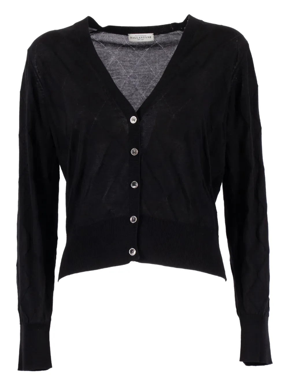 Ballantyne Diamond-pattern V-neck Cardigan In Black